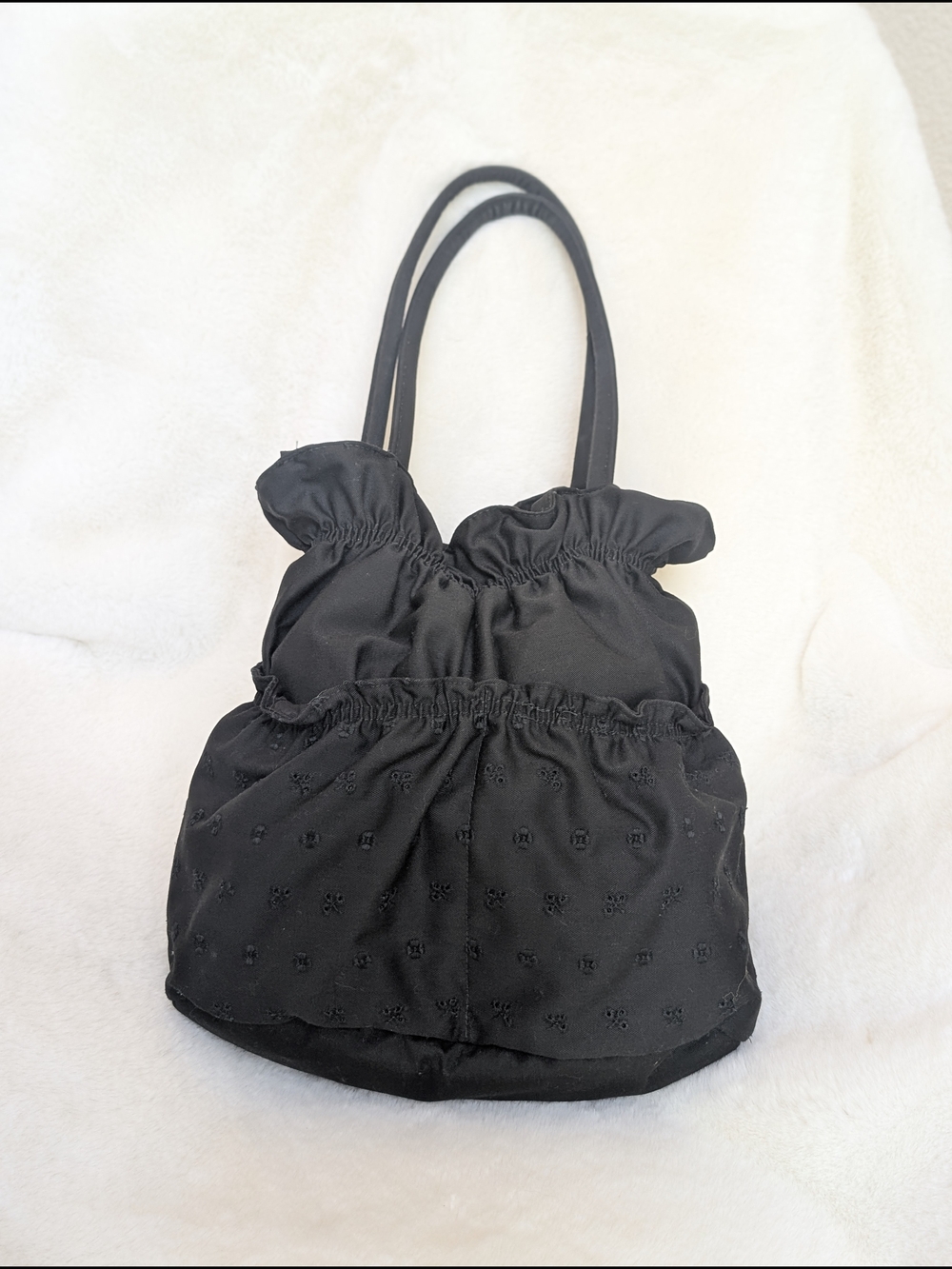 Women’s Black Gathered Shoulder Small Tote Bag